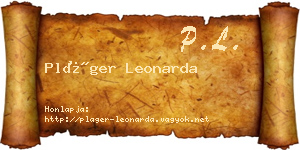 Pláger Leonarda névjegykártya
